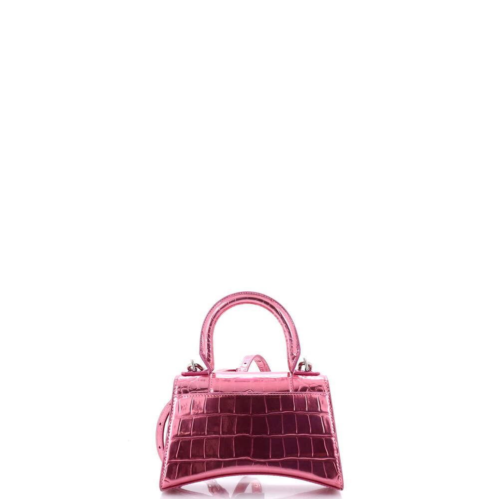 Balenciaga XS Hourglass Top Handle Bag Crocodile Embossed Leather - Picture 3 of 6